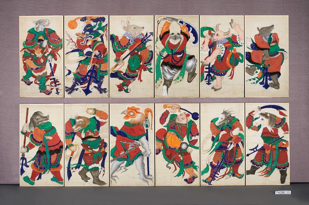 Joseon Dynasty 12 Zodiac Animals Folding Screen (십이지신도). Source: National Museum of Korea (Public Domain / KOGL Type 1).